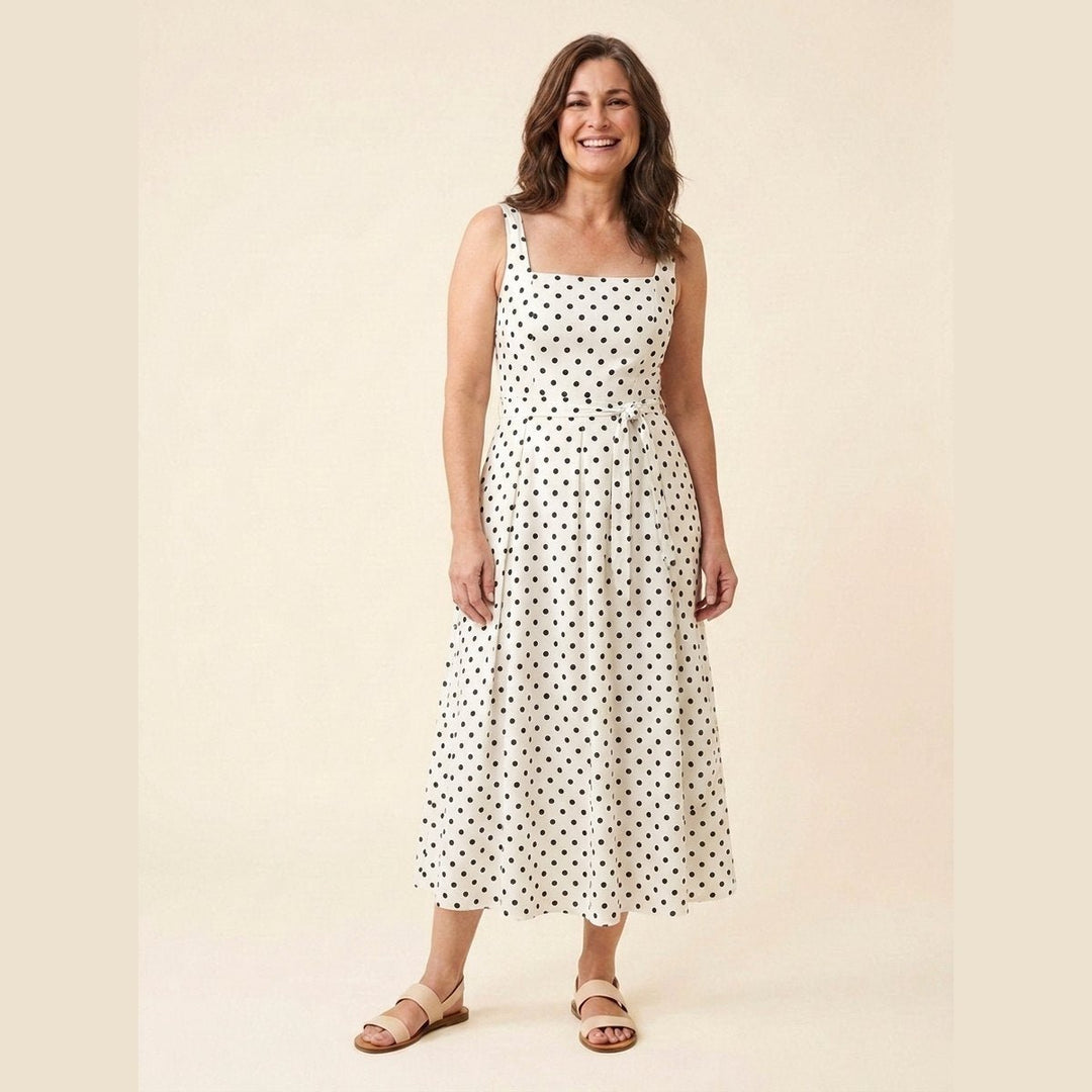 Elysia polka dot midi dress front