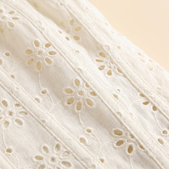 Elysian | Corset Top Broderie Anglaise, Lace-Up Back, Ruffle Trim