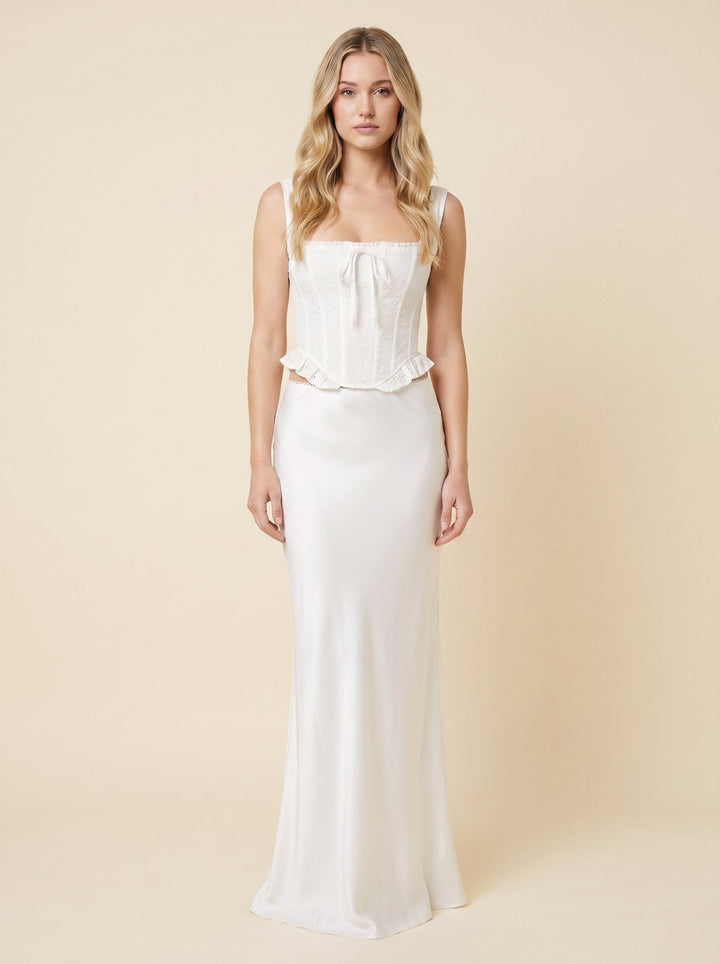 Elysian broderie anglaise corset top ivory front