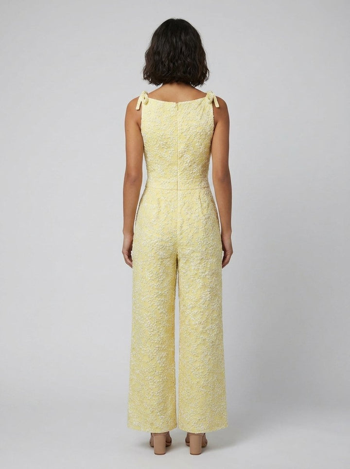 Fiora | Jumpsuit Women Textured, Elegant Sleeveless with Bow Detail