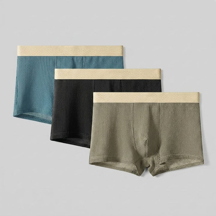 Fleek | Silk Boxer Shorts Cooling Ice Silk, Breathable Waffle Texture, Pack of 3