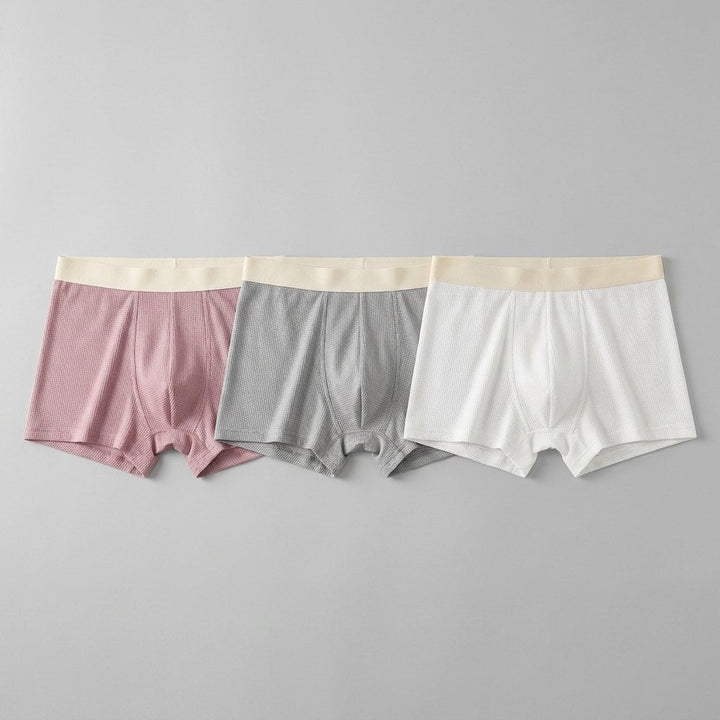 Fleek | Silk Boxer Shorts Cooling Ice Silk, Breathable Waffle Texture, Pack of 3