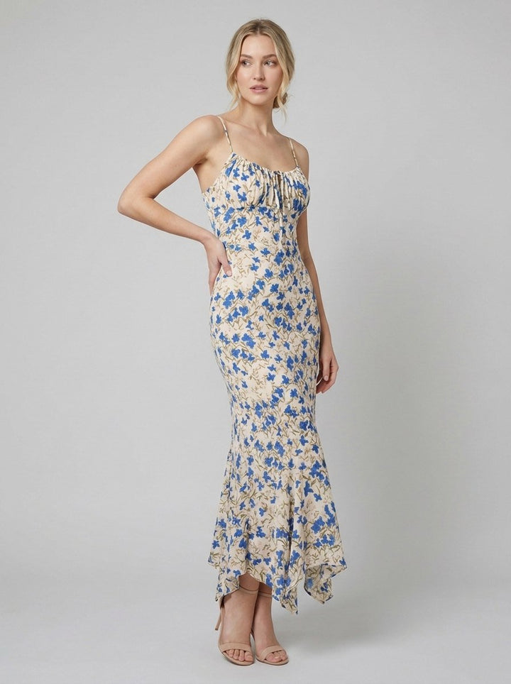 Fleur | Maxi Dress Floral Print, Irregular Hem, 100% Rayon