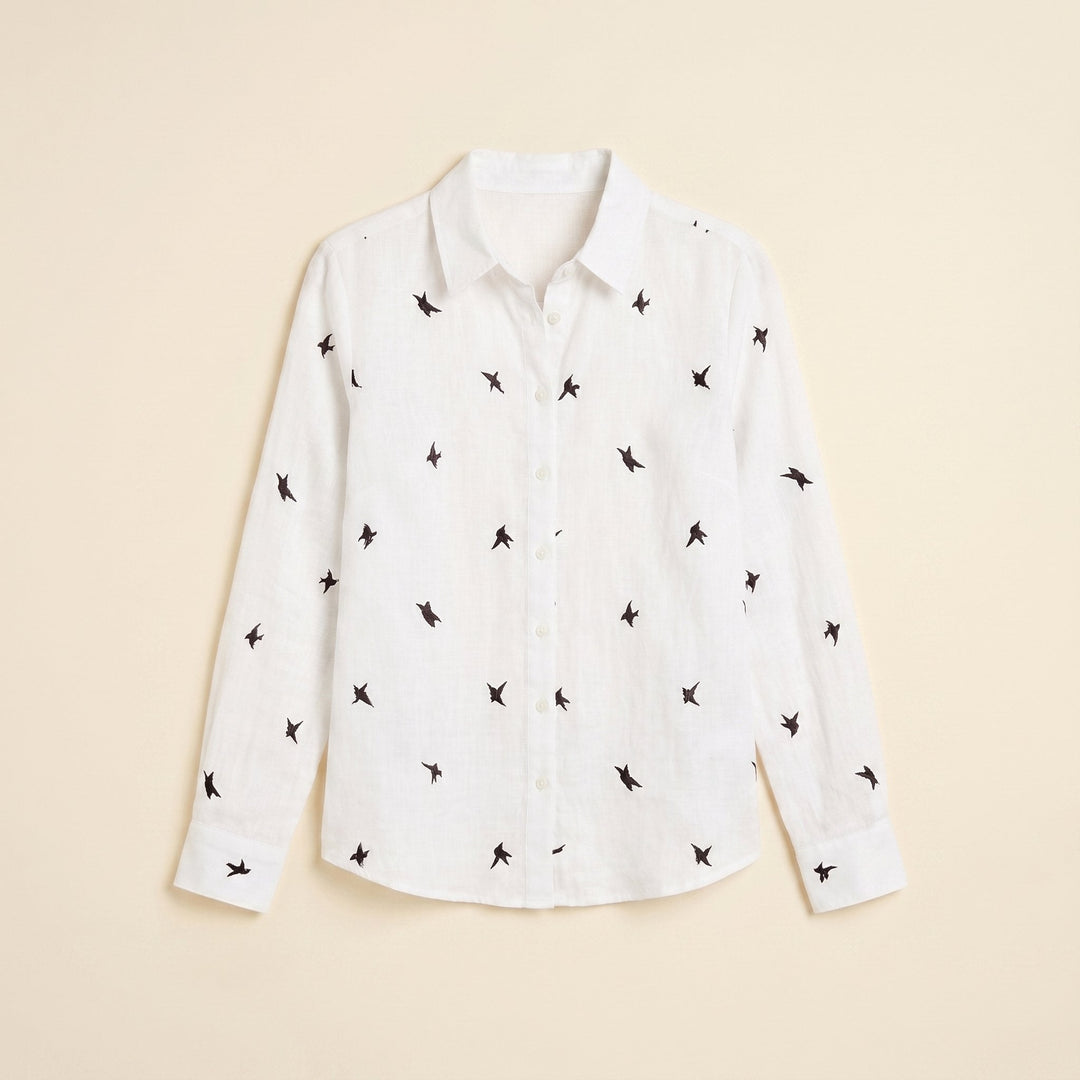 Flora | Women's Top Cotton Linen, Casual Long Sleeve Blouse