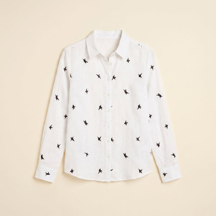 Flora | Women's Top Cotton Linen, Casual Long Sleeve Blouse