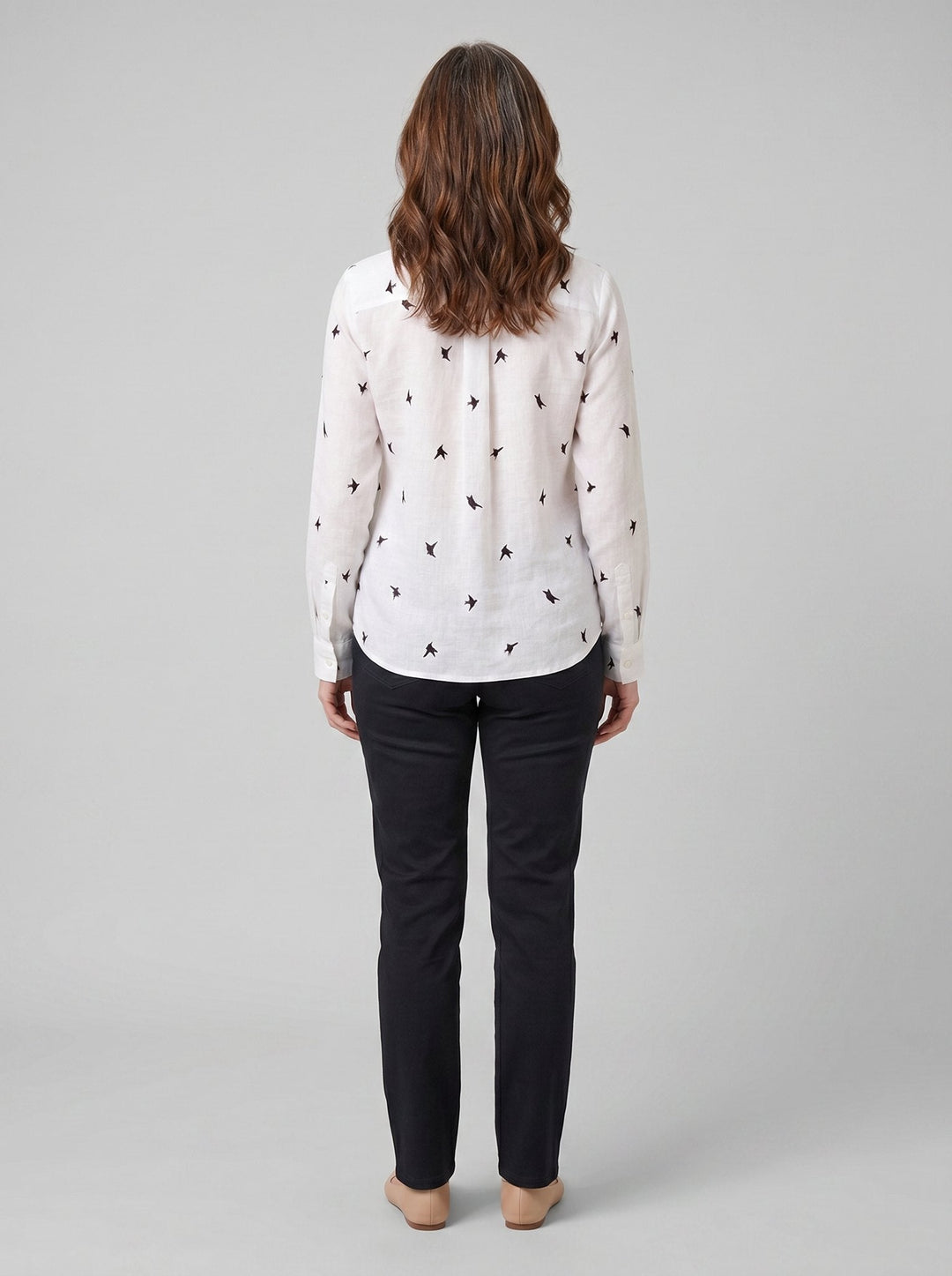 Flora | Women's Top Cotton Linen, Casual Long Sleeve Blouse