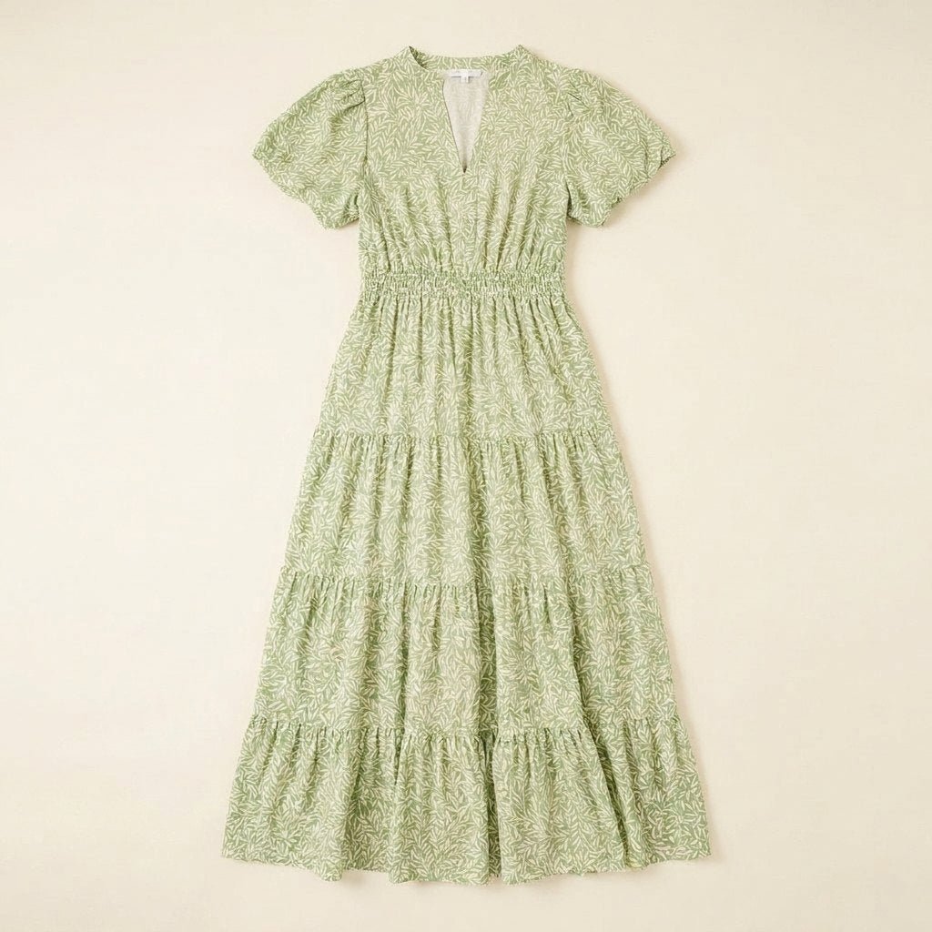 Furgeson | Maxi Dress Tiered Floral Design, Summer Wedding Guest Dress