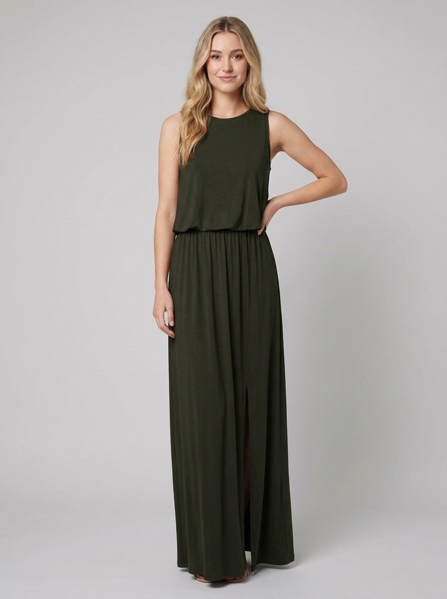 Giana summer maxi dress blackish green