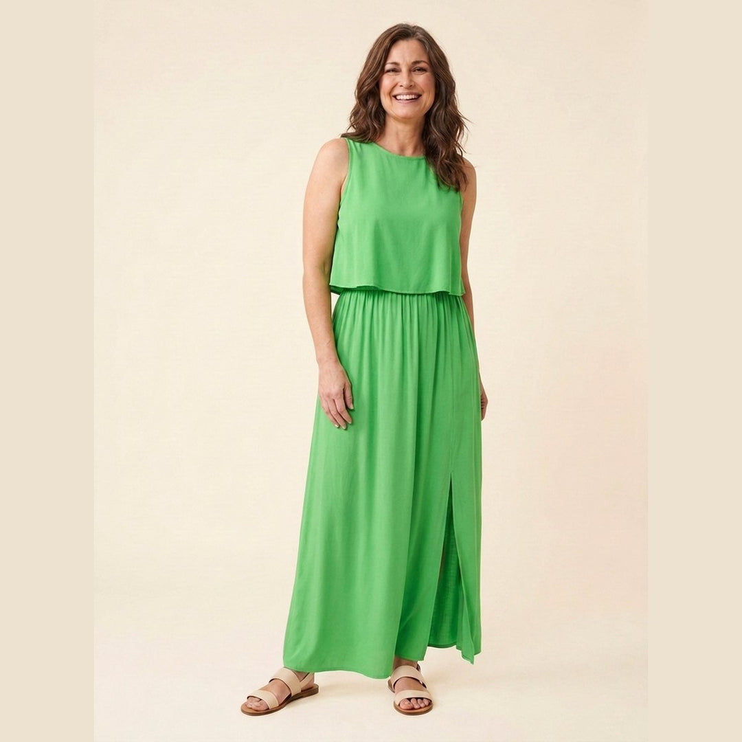 Giselle sleeveless loose-fit maxi dress in green