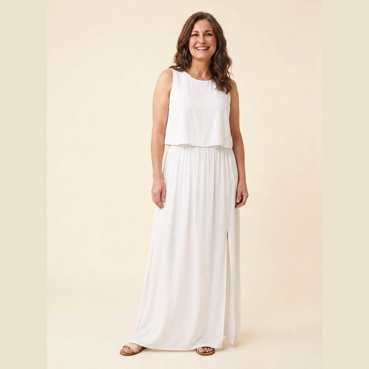 Giselle sleeveless loose-fit maxi dress in white
