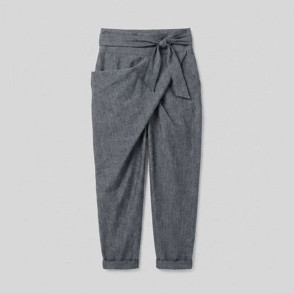 Grove | Harem Pants Women High Waist, Cotton Blend, Asymmetrical Design