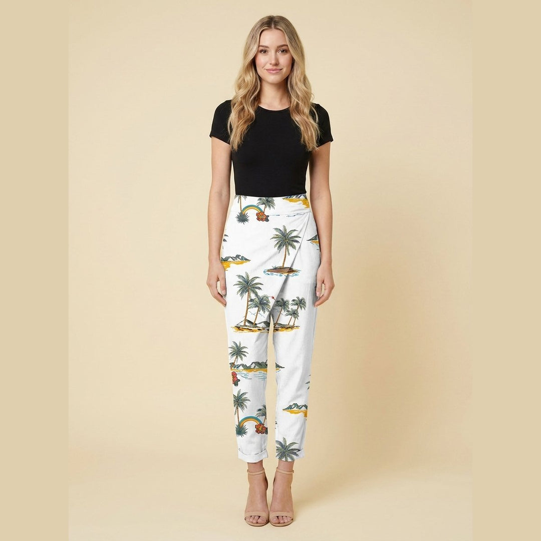 Grove harem pants in tropical landscape print