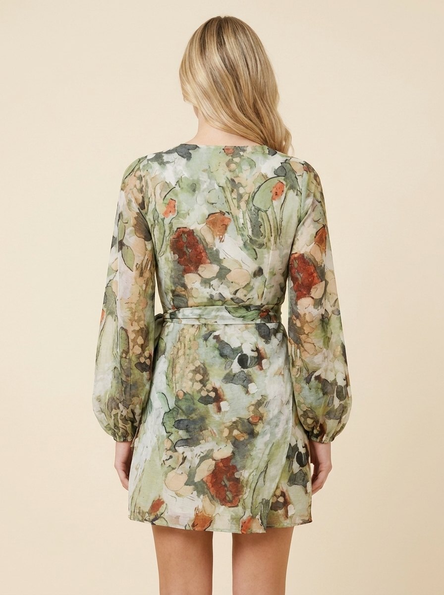 Hony | Floral Wrap Mini Dress Long Sleeve