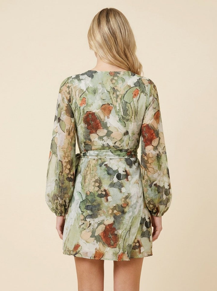 Hony | Floral Wrap Mini Dress Long Sleeve