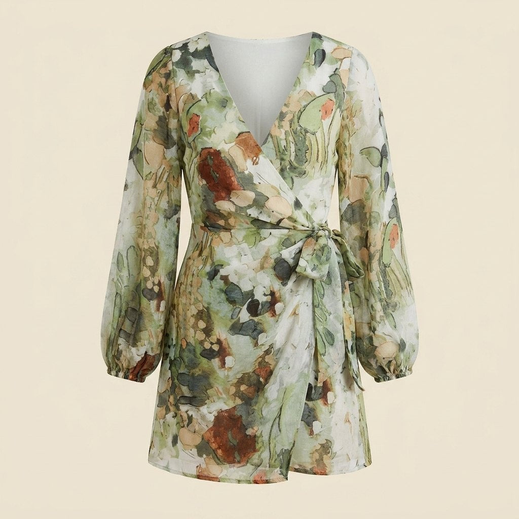 Hony | Floral Wrap Mini Dress Long Sleeve