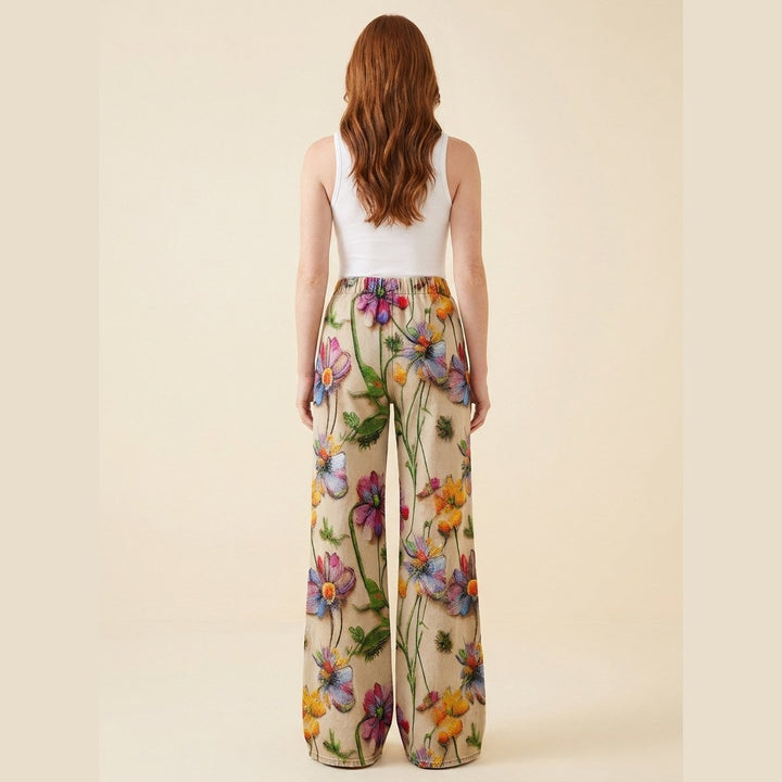 Jovial | Floral Palazzo Pants Retro Flared Design, Soft Breathable Fabric