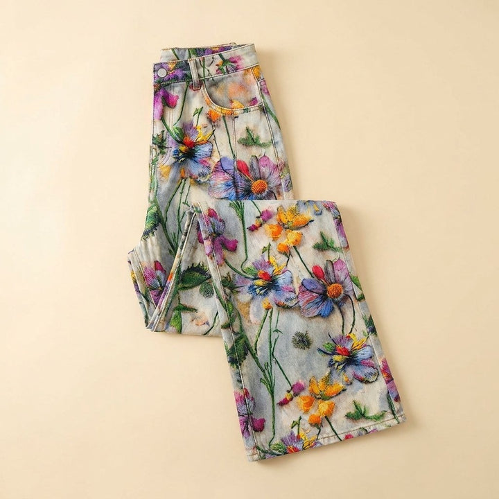 Jovial | Floral Palazzo Pants Retro Flared Design, Soft Breathable Fabric