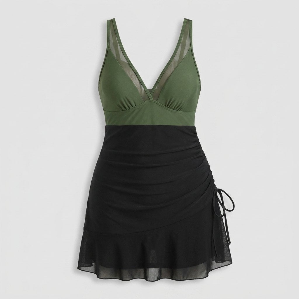 Jude Sarong Wrap Sheer Mesh Beach Cover-Up Green Black
