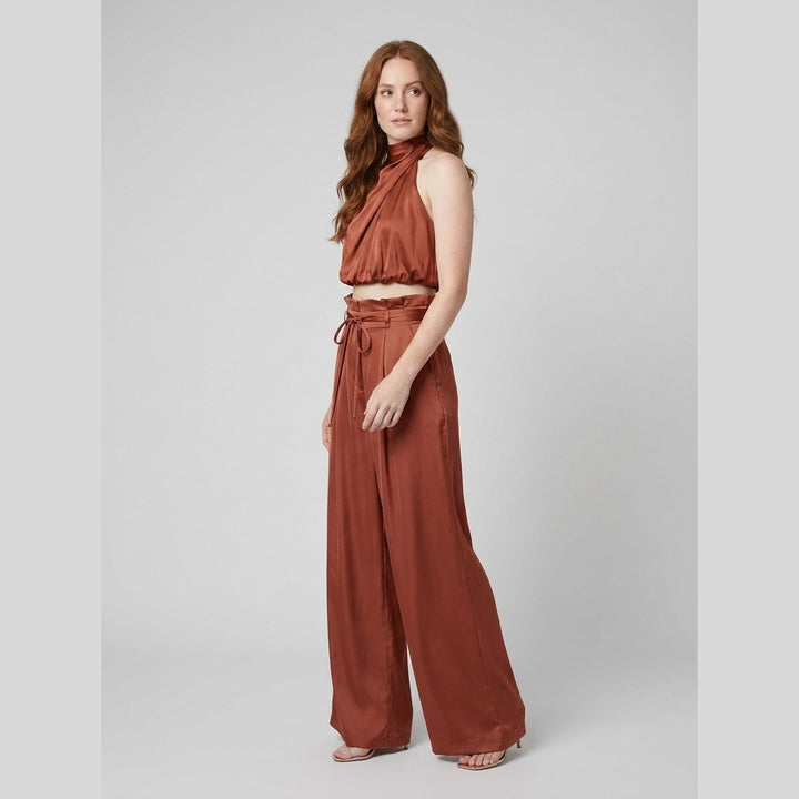 Kara women's satin set in chocolate