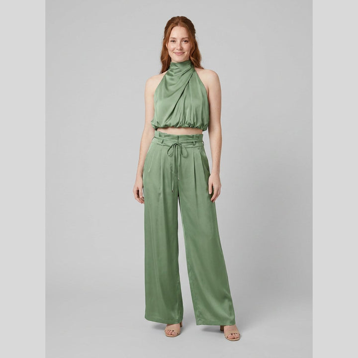 Kara women's satin set in sage green