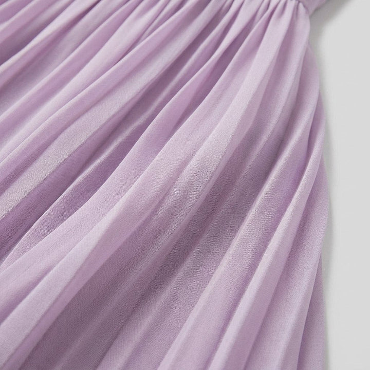 Lila | Maxi Dress Light Purple Chiffon, Pleated Summer Dress for Wedding Guests