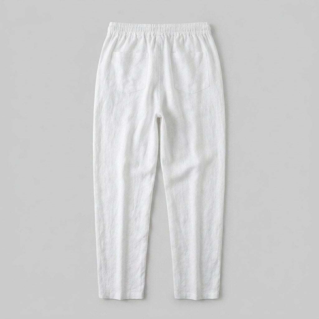 Lina | Women's Pants Casual White Linen with Drawstring