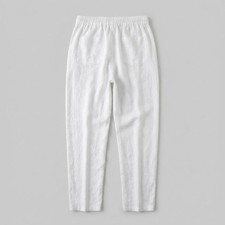 Lina | Women's Pants Casual White Linen with Drawstring