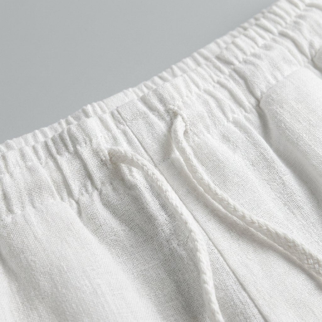 Lina | Women's Pants Casual White Linen with Drawstring