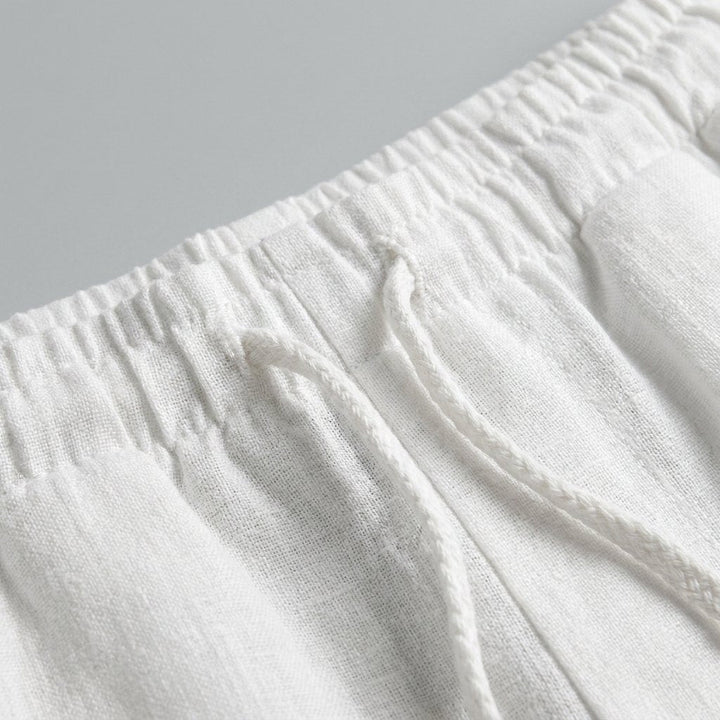 Lina | Women's Pants Casual White Linen with Drawstring