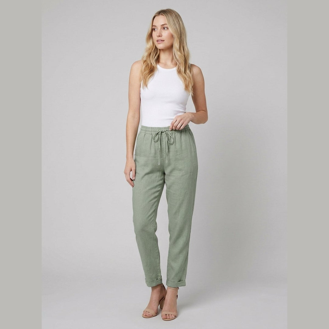 Lina linen pants green