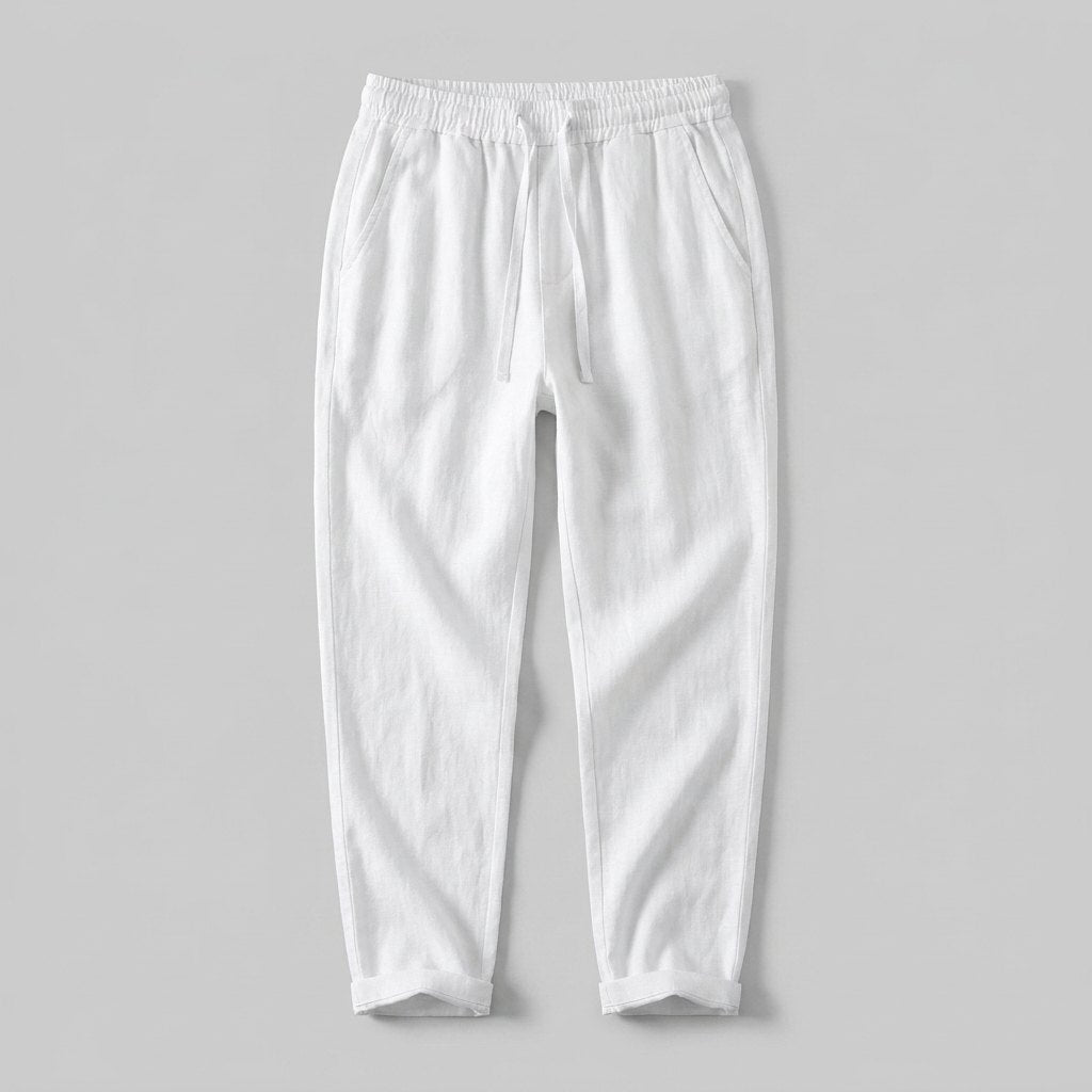 Lina | Women's Pants Casual White Linen with Drawstring