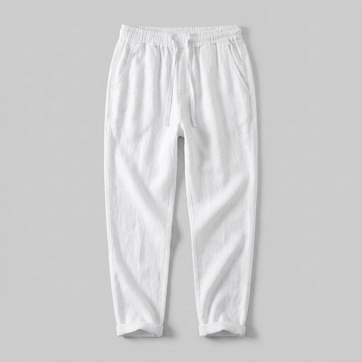 Lina | Women's Pants Casual White Linen with Drawstring