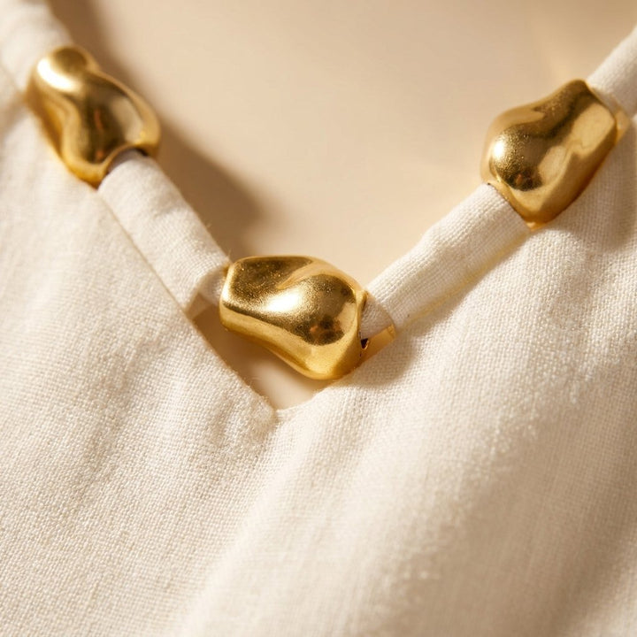 Lina | Women's Set Linen Blend Loungewear with Metal Detail