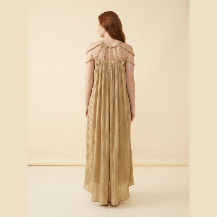 Lina | Maxi Dress Linen Blend, Draped Braids, Ankle-Length