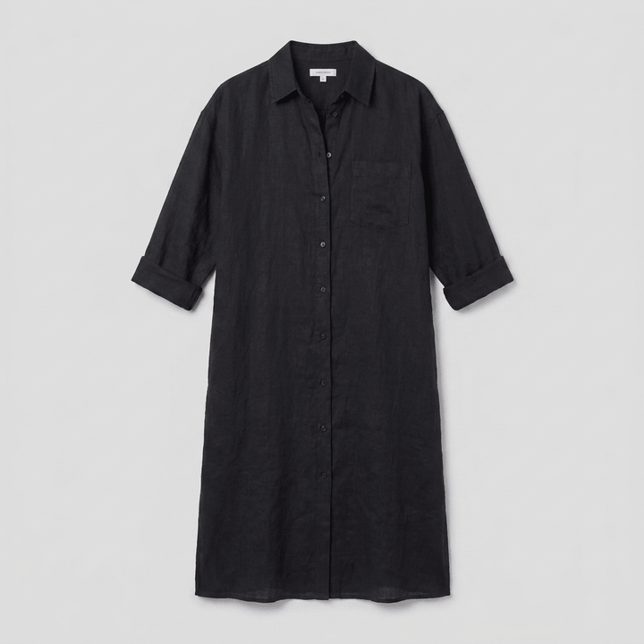 Lina | Shirt Dress Oversized Linen Shirt Dress for Women, Knee-Length, Button-Down