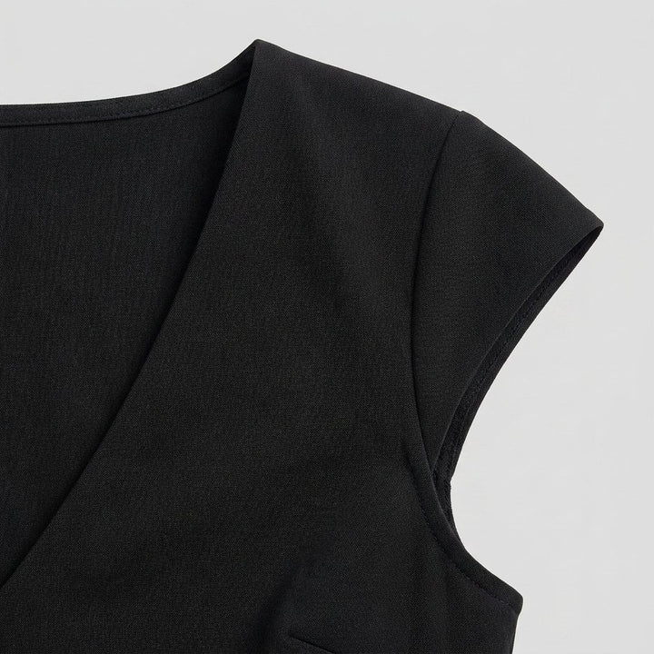 Liora Women's Top | V Neck, Cap Sleeve, Mid-Weight Polyester Blouse