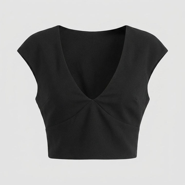 Liora Women's Top | V Neck, Cap Sleeve, Mid-Weight Polyester Blouse