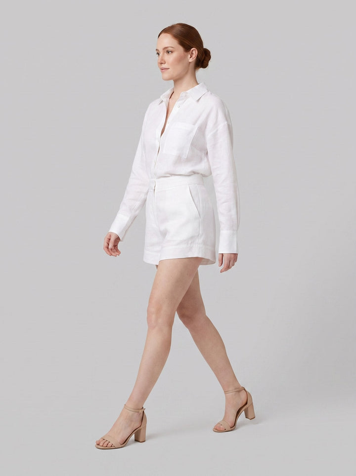 Lumiere resort set white linen shirt and shorts