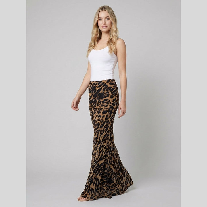 Luna | Maxi Skirt Leopard Print, Slim Fit Woven Fabric