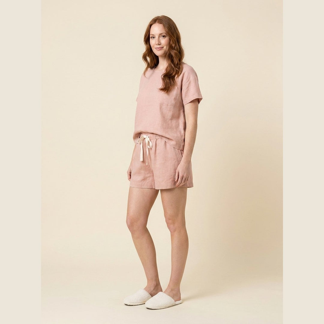 Luna | Pajama Set Lightweight Linen, Short Sleeve for Women