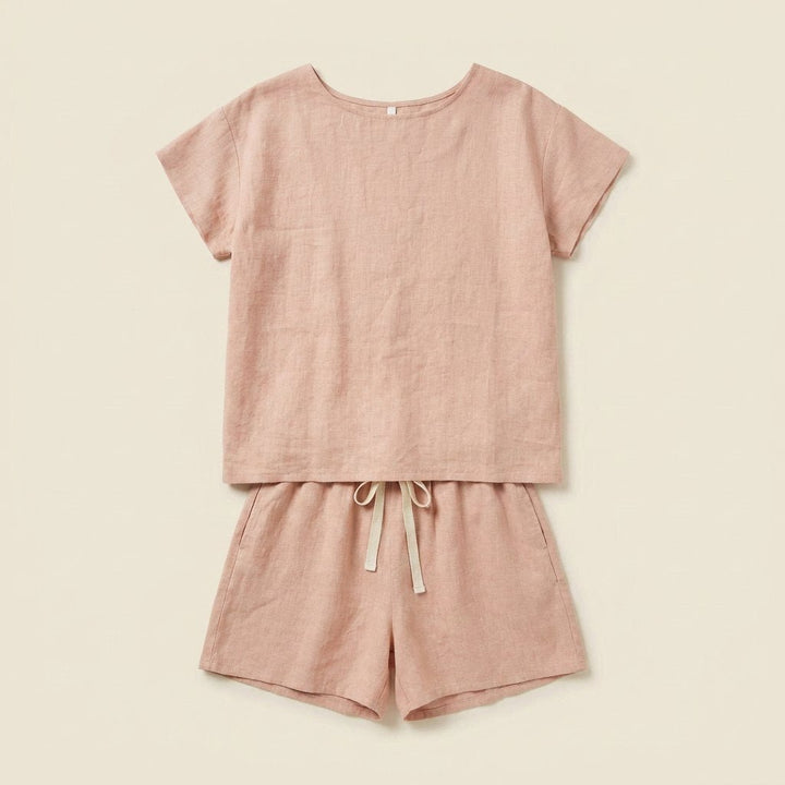 Luna | Pajama Set Lightweight Linen, Short Sleeve for Women