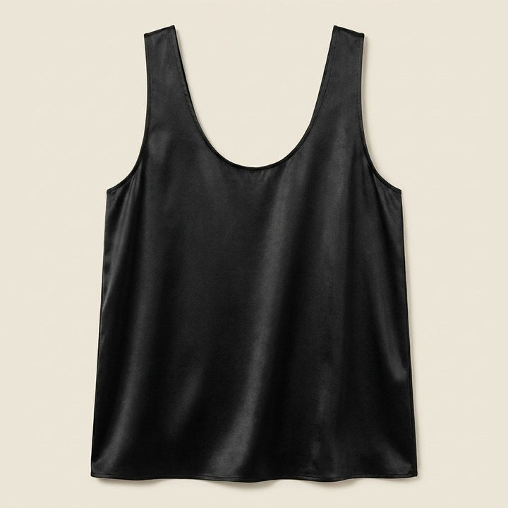 Luna | Satin Tank Top Plunging U-Neck, Relaxed Fit
