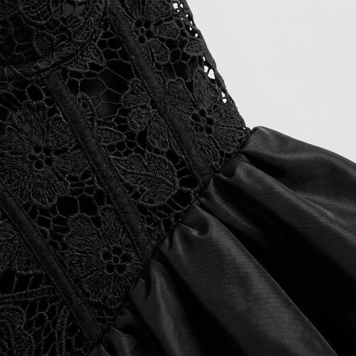 Luxe Corset Top | Lace Patchwork, Puff Hem Design