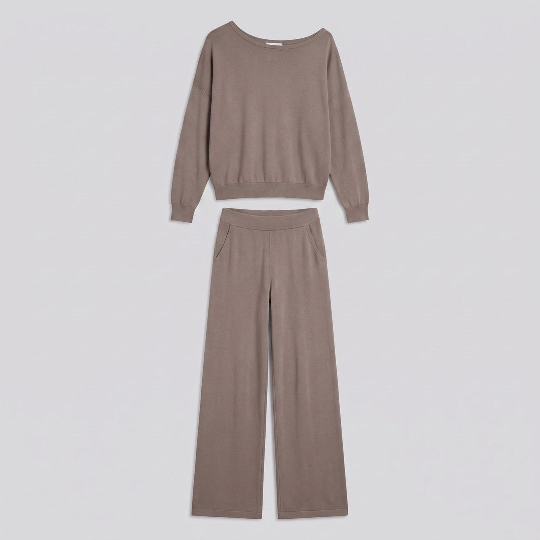 Luxe Eleganza Loungewear Set | Ultra-Soft Knit, Off-Shoulder Design