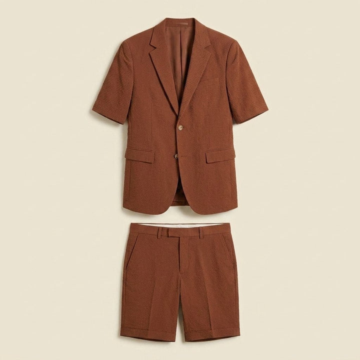 Maverick | Co Ord Set Men Textured Two Piece Set with Blazer and Shorts