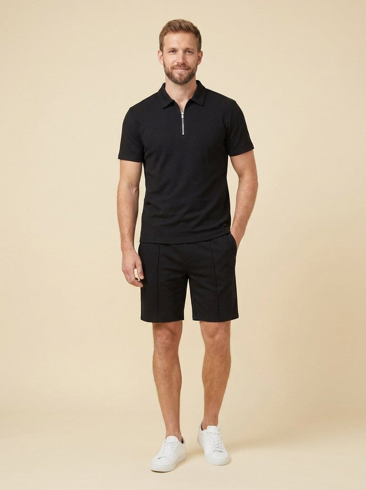 Maverick | Men's Summer Set Breathable Zipper Polo Shirt and Shorts