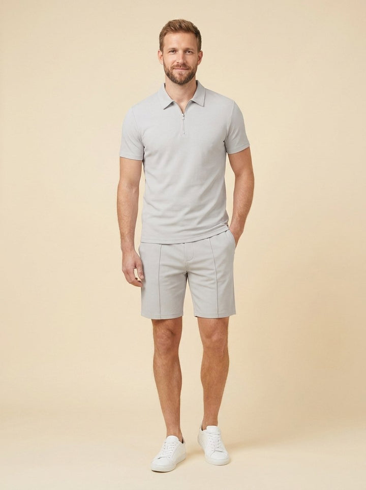 Maverick | Men's Summer Set Breathable Zipper Polo Shirt and Shorts