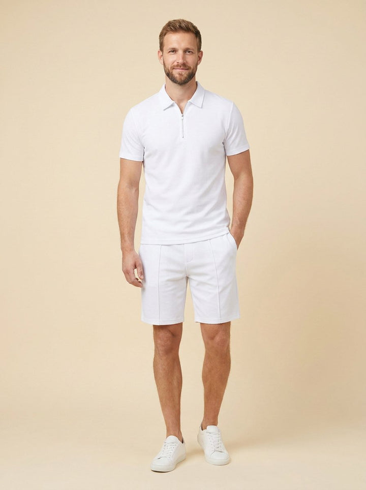 Maverick | Men's Summer Set Breathable Zipper Polo Shirt and Shorts