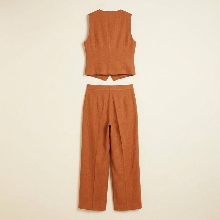 Maverick | Trouser Set Linen Matching Top and Trousers, Tailored Wide Leg Design