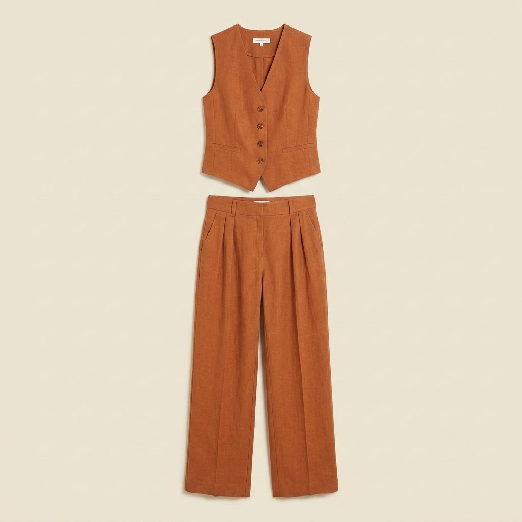 Maverick | Trouser Set Linen Matching Top and Trousers, Tailored Wide Leg Design